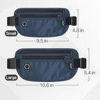 Slim RFID Blocking Money Belt for Travel - Anti-Theft Hidden Passport Holder Waist Wallet with Secure Pouch for Cash, Credit Cards & Phone Safe (Navy Blue)