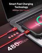 USB C to USB C Cable 60W [2Pack 10FT], USB Type C Fast Charging Cable for Car Durable Braided iPhone USB-C Cable USBC to USBC Cord for iPhone 17/16/15/Pro Max/Plus, Samsung Galaxy S23 and More-Red