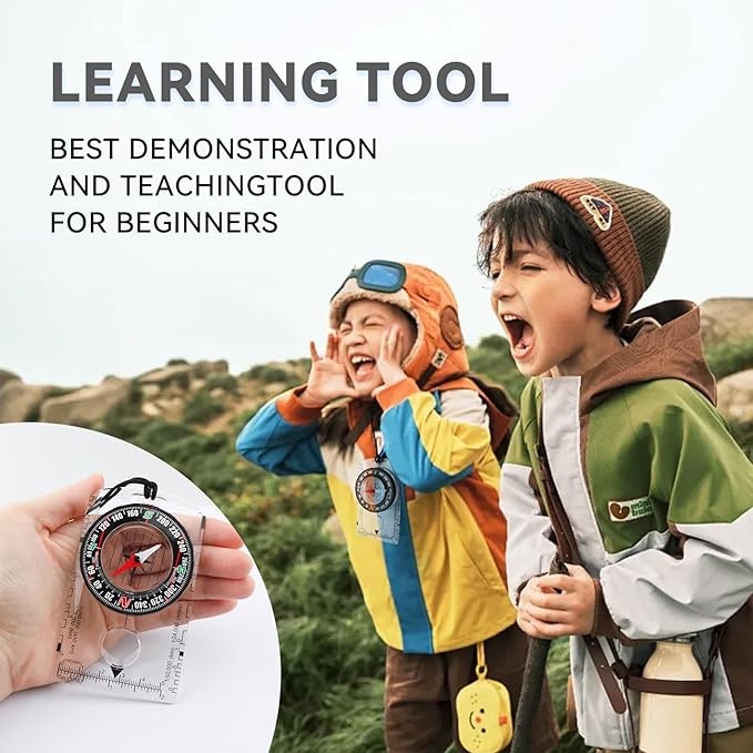 Compass Hiking Survival, Wilderness Survival Compass for Kids- Magnetic Gear Set Navigation Map- Backpacking Camping Hunting Survival