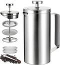 600ml Small French Press Coffee Maker, Double Wall Stainless Steel Coffee Press Pot with Detachable Filter, Cool Touch Insulated Handle, Dishwasher Safe Portable Brewer for Home Camping Travel