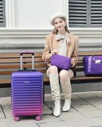 LARVENDER Carry on Luggage 22x14x9 Airline Approved, Expandable 20 Inch Hardside Suitcase with Wheels TSA Lock, PC+ABS Lightweight Carry on Suitcases for Women, Midnight Berry (20/DB/TB)