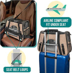 PetAmi Airline Approved Pet Carrier for Cats & Small Dogs, Soft Sided TSA Travel Carrier Bag with Sherpa Bed, Breathable Mesh Ventilation, Collapsible Bowl, Up to 18 lbs, Small Heather Taupe