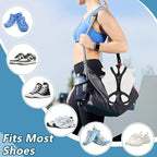 Shoe Holder for Backpack, takyu Elastic Silicone Shoe Holster with Backpack Clips for Sneaker Bag, Hang Extra Shoes Cleats Boots or Gear on Your Bag (Black）