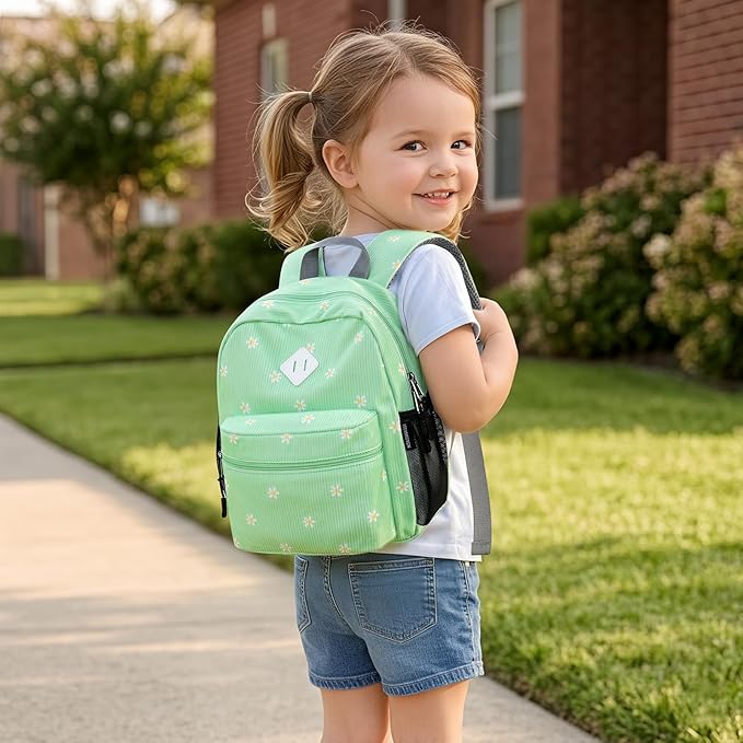 STEAMEDBUN Corduroy Toddler Backpack for Girls Boys 2-4, Kids Preschool Backpack for Kindergarten - Daisy