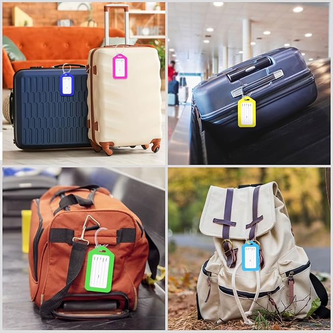 Sodsay 18 PK Luggage Tags for Suitcases (Assorted, Pack of 18 with 9 Vibrant Colors), Luggage Tag, Bag Tag for Baggage, Suitcase Tags Bulk