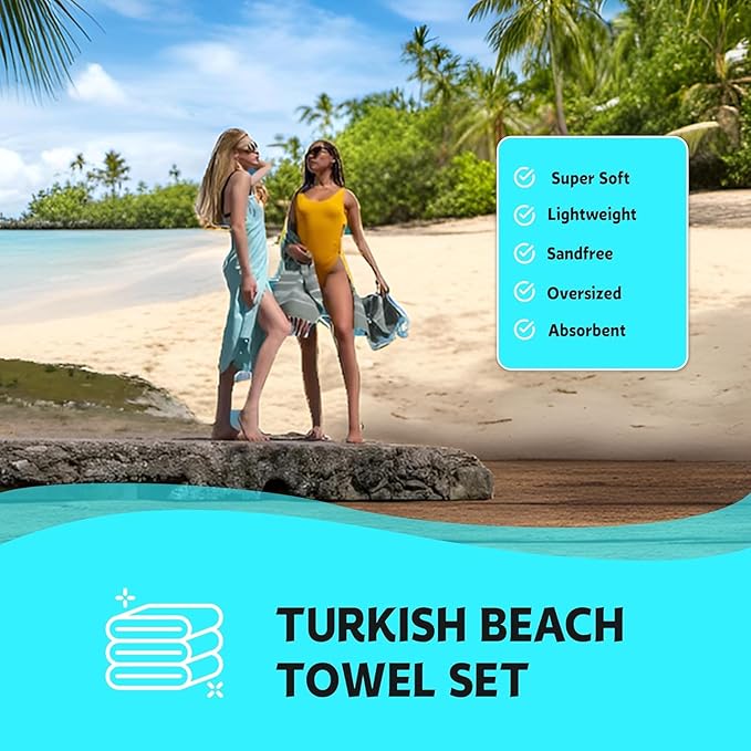 HAVLULAND Turkish Beach Towels Oversized -100% Turkish Cotton Super Soft Lightweight - Absorbent and Quick Drying Bath Towel - Sand Free Beach Towel - Turkish Towels for Adults (Purple, 12 Pack)