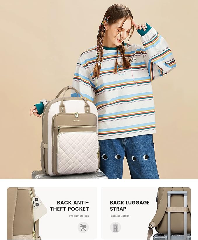 LOVEVOOK Laptop Backpack for Women, Stylish Backpack Purse with USB Port for Travel Work Commuter, Lightweight Casual Daypacks, Nurse Teacher Computer Bag, College Bookbag, Fit 15.6" Laptop