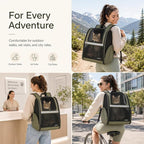 Cat Backpack Carrier for Small Dogs and Medium cat Puppy Kitten Bunny Pet Carrier Backpack Collapsible with Fully Ventilated Mesh with Safety Leash (DarkGreen, 12.9" L x 10.62" W x 15.5" H - M)