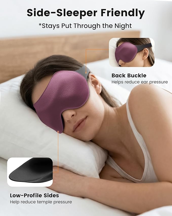 3 Pack Sleep Masks for Women Men: Zero Eye Pressure Airplane Travel Essentials - 100% Blackout Eye Masks for Sleeping - Side Sleep Comfort Cover for Lash Extensions