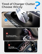 LISEN Retractable Car Charger for iPhone, for iPhone 17 Pro Max 16 15 14 13 12 Plus Mini, Cute 4 in 1 Retractable USB C Car Charger Fast Chareg for Women Men, 84W Fast Charging Car Accessorie