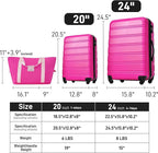 2 Piece Luggage Sets with Travel Bag, Lightweight Expandable Checked Luggage Sets, Hardshell ABS Spinner Wheels Carry on Suitcase with TSA Lock, for Travel, Women Men, 20 IN&24IN, Pink