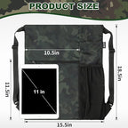 HOLYLUCK Men & Women Outdoor Sport Gym Sack Waterproof Drawstring Backpack Bag (Standard with width webbing, Black Camo-1)