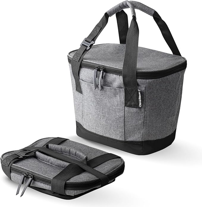 CleverMade Tahoe Collapsible Cooler Bag – Small Portable Cooler Bag for Travel, Foldable Insulated Cooler for Beach, Picnic & Road Trips, Holds Up to 18 Cans, Leakproof Soft Carry Cooler