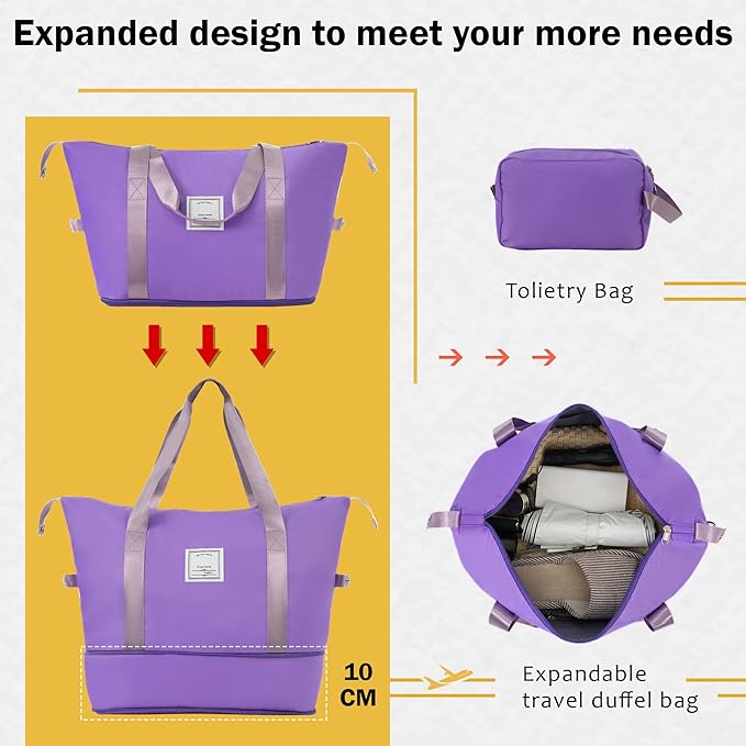 Luggage Sets, 2 Piece Carry on Luggage Set with Travel Bags, 2 Piece Expandable Spinner Hardshell Suitcase with TSA Lock, Back to School Suitcase, Women Men, Purple, 20/24 inch