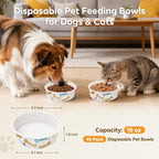 40 Pack Disposable Dog Bowls, 16 oz Paper Pet Bowls for Cats & Dogs, Disposable Cat Food Bowls for Dry Wet Food & Water, Travel Feeding Bowls for Small Medium Pets