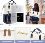 Focdod Laptop Backpack for Womem Work Bags: 17.3 Inch Travel BackPacks With USB Charging Port Anti Theft Fashion College BookBag Durable Back Pack Purse Bussiness Daypack for Nurse Teacher Navy Beige
