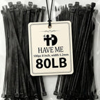 Zip Ties 8 inch, 100 Pack Heavy Duty Black Zip Ties with 80 lbs Tensile Strength, Self-Locking Nylon Cable Ties,Wire Ties for indoor and outdoor use.