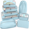 Shacke Packing Cubes for Travel 8 Set - Premium Luggage Organizer Bags - Versatile Travel Organizer for Women and Men - Optimized Packing Bags - Travel Essentials (Sky Blue)