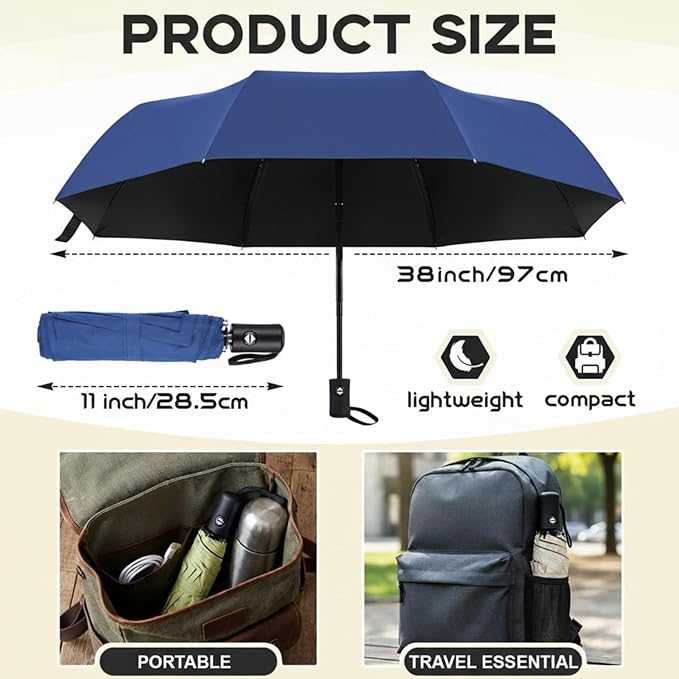 Amylove Windproof Travel Compact Umbrellas Bulk Wind Resistant Folding Auto Open and Close Rain Automatic Travel Collapsible Portable Umbrellas for Men and Women Gifts 4 Colors