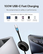 Baseus Picogo Power Bank, 0.3" Ultra Slim 5000mAh MagSafe Portable Charger, Card-Size Magnetic Battery Pack USBC to USBC Cable, 100W Retractable USB C 5A Fast Charging Cable