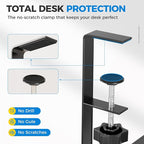 [Upgraded] 25" Extra Large Under Desk Cable Management, Cinati Wire Organizers No Drill, Cable Tray with Clamp for Wire Management, Cord Organization Box for Office, Home - No Damage to Desk(Black)
