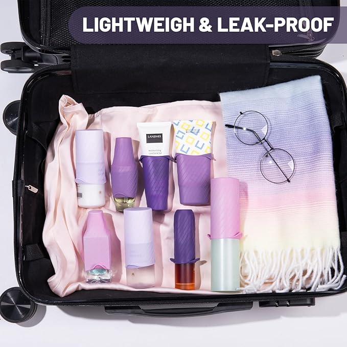 Mrsdry Bottle Covers for Travel, Leak Proofing, Travel Size Container Silicone toiletry sleeves, Leak Locks Travel Accessories for Shampoo Wash Body Bottles and other beauty and personal care(8pcs)