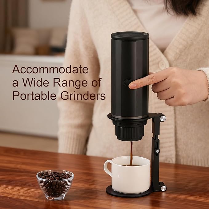 Pour Over Coffee Maker Stand,Adjustable & Foldable Portable Electric Espresso Machine Stand,Holder for Coffee Grinder,Universal Dripper,V60 Dripper,Travel Coffee Maker, Press Black