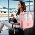Shoe Bags for Travel Holds 3 Pair of Shoes, Shoe Storage Pouch with 2 Pack Portable Bags, Waterproof & Washable, Pink