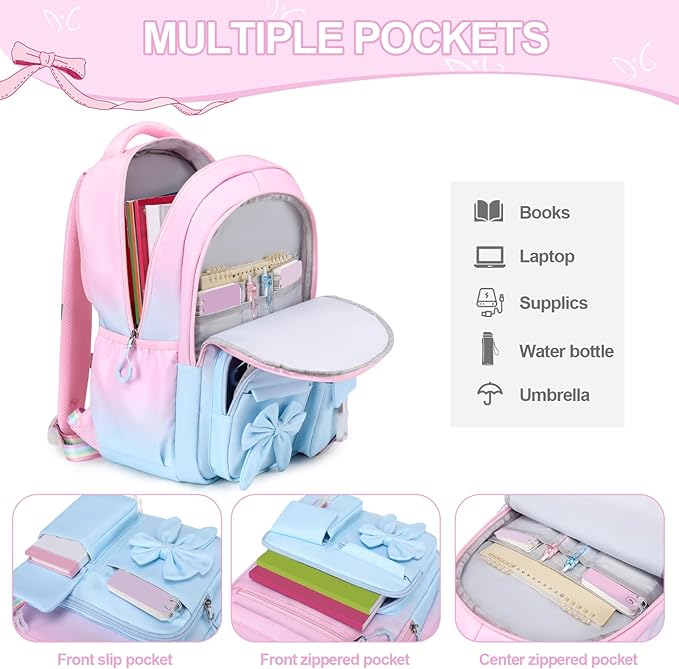 DIGOBAY Backpack for Girls, 3PCS Girls Backpack for School with Lunch Bag Pencil Case, Cute Kids Teens Bookbag for Kindergarten Elementary Preschool Middle School