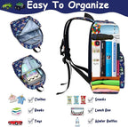 CAMTOP Preschool Backpack for Kids Boys Girls Toddler Backpack Kindergarten School Bookbags for Age 3-8 (Navy Big Wheels)