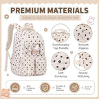 PIG PIG GIRL Corduroy Backpack 3PCS Kids Backpack for Girls School Bags for Middle School Students Book Bag for Elementary Primary Kawaii Ita Backpack with Lunch Box Pencil Case Set, Flower