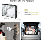 Anbte Folding Camping Table with Storage Net, 3 Adjustable Height Max 27.5" Aluminum Small Folding Table, Portable Table with Carry Handle, Lightweight, for Outdoor Indoor Travel Camping Picnic