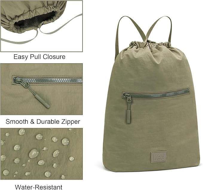 Lee Drawstring Backpack Bag Lightweight Small Gym Swim Beach Bag Water Resistant Sports Sackpack for Men Women, LEE48-002GN