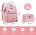 Maelstrom Travel Backpack for Women Men,Laptop Backpack Fits 15.6-17.3 Inch Laptop, Nurse/Work Bag with Insulated Lunch Box (Pink)