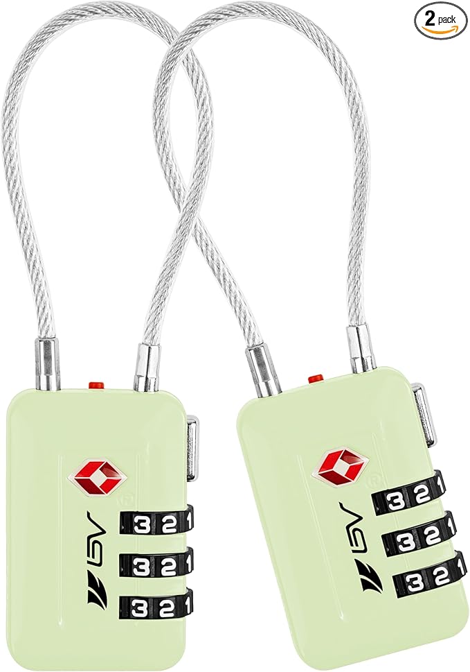 TSA Accepted Luggage Travel Lock, Set-Your-Own Combination Lock for School Gym Locker, Luggage Suitcase Baggage Locks, Filing Cabinets, Toolbox, Case (Mint Green, 2 Pack)