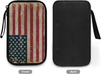Vintage USA Flag Print Large Electronics Organizer - Travel Case, Cord Organizer, Accessories for Women