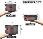 Alocs Camping Cookware Set - Lightweight Camping Pots and Pans - Portable Outdoor Cookware with Kettle - Camping Cookware Mess Kit for 2