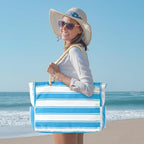 Becokan Beach Bags for Women Large Waterproof Beach Tote Bag Zipper Beach Bags Waterproof Sandproof Swim Pool Bag Large Tote