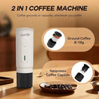 H02PRO Travel Coffee Maker, Portable Espresso Machine for Camping, 20 Bar Mini Coffee Maker Compatible with NS Capsule & Ground Coffee, 65ML Battery Operated Car Coffee Machines for Travel