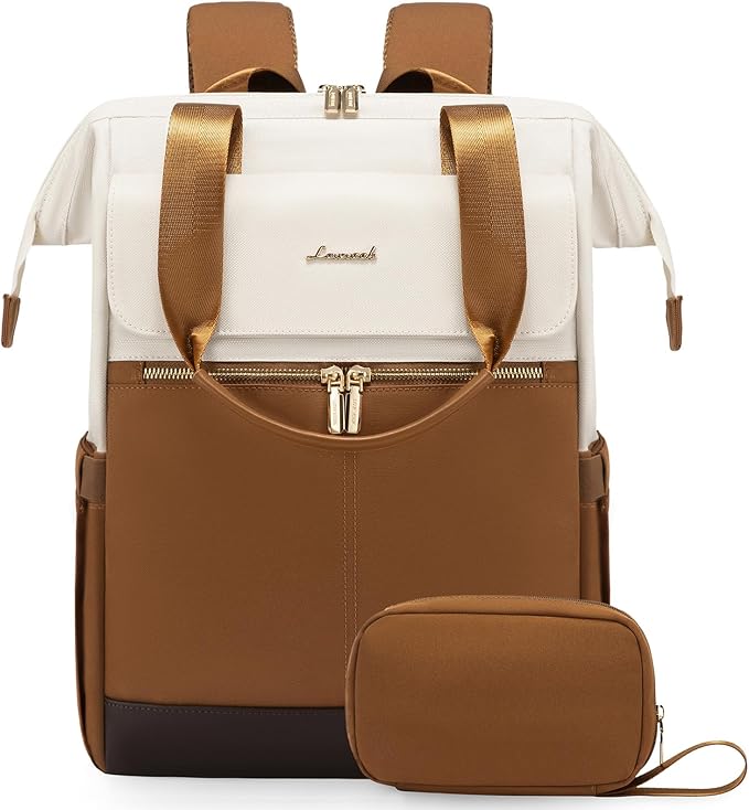 LOVEVOOK Laptop Backpack for Women, 15.6 Inch Work Laptop Bag with USB Port, Fashion Teacher Nurse Backpack Purse, Waterproof Travel Computer Backpack with Organizer Bag, 2PCS