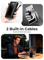 Power Bank, 50000mAh Portable Charger, Travel Camping Essential Battery Pack with Built-in Cables, PD 22.5W Fast Charging, Large Capacity Portable Phone Charger, Jet Black