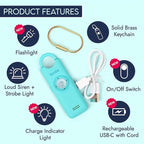She’s Birdie 3.0 New Version – The Original Personal Safety Alarm for Women by Women–Loud Siren, Flash Light and Rechargeable Battery in a Variety of Colors (Aqua Blue)