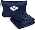 Travel Blanket and Pillow Compact, Premium Soft 2 in 1 Airplane Blanket with Soft Bag Pillowcase，Hand Luggage Sleeve and Backpack Clip (Navy)