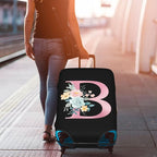 B Alphabet Design Custom Travel Luggage Cover Tag Set TSA Approved Vintage Letter Print Suitcase Protector Men Women (M 22-25 Inch Luggage)