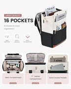 LOVEVOOK 17.3 Inch Laptop Backpack for Women, Large Capacity Travel Backpack with Organizer Bag, Waterproof Carry on Backpack Work Bag with USB Port, Teacher Nurse Backpack Purse, 2PCS