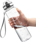 OLDLEY Water Bottle, 32oz Motivational Sports Water Bottle with Time Marker - Times to Drink - Tritan, BPA Free, Wide Mouth Leakproof, Anniversary Birthday Gifts for Men Women, Capacity Clear