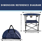 Camping Table & Beach Table, – Portable 2-Tier Foldable Table with 4 Cup Holders & Carry Bag, Lightweight Waterproof Oxford Fabric for Outdoor Adventures, Picnic, Tailgating, and Fishing