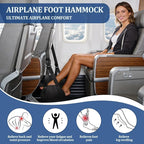 Airplane Foot Hammock, Travel Essentials Thickened Bamboo Foot Rest for Plane Travel with Adjustment Strap, Long Flight Must Haves (1-pcs Black)