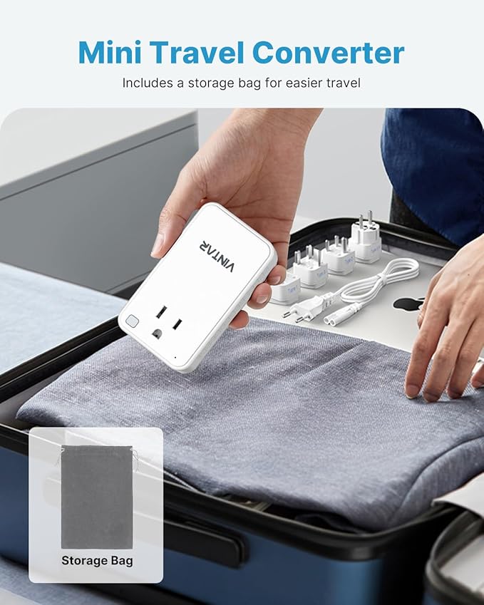 Mini 220V to 110V Converter for European Travel, VINTAR 200W Universal Travel Adapter Voltage Converter US to Europe, International Step Down Power Converter Adapter Combo for EU UK AUS India