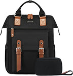 LOVEVOOK Laptop Backpack Purse for Women Work Traveling Commuter Backpack Business Computer Bag Doctor Nurse Bags College Backpack Teacher Laptop Bag, 15.6 Inch, Black-brown (Upgraded)